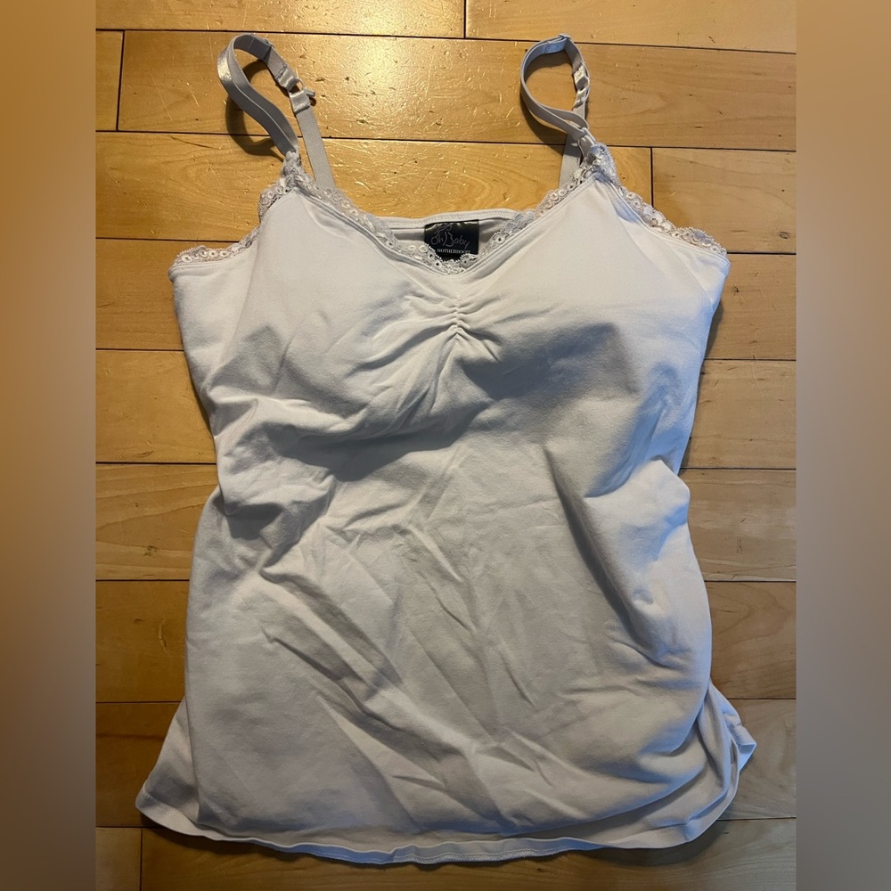 Motherhood White Lace-Trim Nursing Camisole large